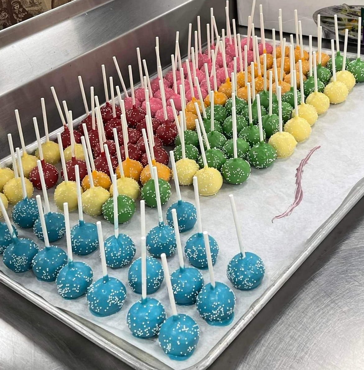 colorful cake pops in community kitchen rental